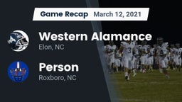 Recap: Western Alamance  vs. Person  2021