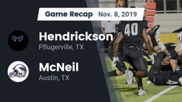 Recap: Hendrickson  vs. McNeil  2019