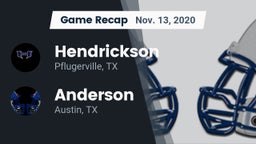 Recap: Hendrickson  vs. Anderson  2020