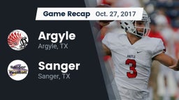 Recap: Argyle  vs. Sanger  2017