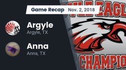 Recap: Argyle  vs. Anna  2018