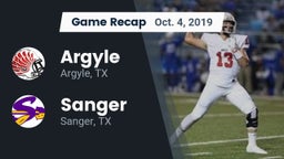 Recap: Argyle  vs. Sanger  2019