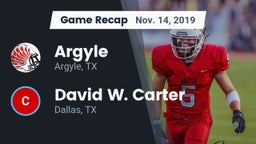 Recap: Argyle  vs. David W. Carter  2019