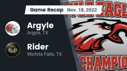 Recap: Argyle  vs. Rider  2022