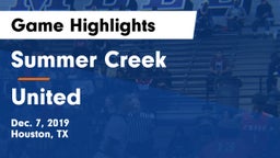 Summer Creek  vs United Game Highlights - Dec. 7, 2019