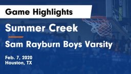 Summer Creek  vs Sam Rayburn Boys Varsity Game Highlights - Feb. 7, 2020