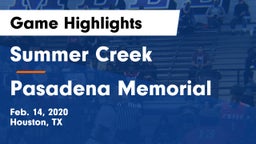 Summer Creek  vs Pasadena Memorial  Game Highlights - Feb. 14, 2020