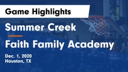 Summer Creek  vs Faith Family Academy Game Highlights - Dec. 1, 2020