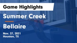 Summer Creek  vs Bellaire  Game Highlights - Nov. 27, 2021