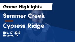 Summer Creek  vs Cypress Ridge  Game Highlights - Nov. 17, 2022