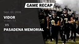 Recap: Vidor  vs. Pasadena Memorial 2016