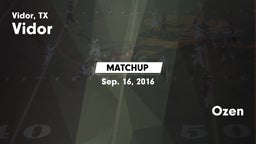 Matchup: Vidor  vs. Ozen 2016