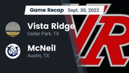 Recap: Vista Ridge  vs. McNeil  2022