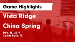 Vista Ridge  vs China Spring  Game Highlights - Dec. 28, 2019