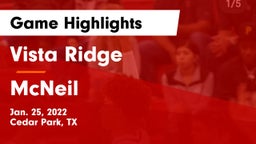 Vista Ridge  vs McNeil  Game Highlights - Jan. 25, 2022