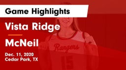Vista Ridge  vs McNeil  Game Highlights - Dec. 11, 2020