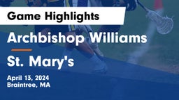 Archbishop Williams  vs St. Mary's Game Highlights - April 13, 2024