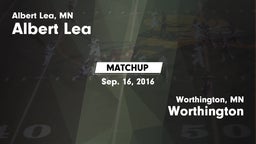 Matchup: Albert Lea High vs. Worthington  2016