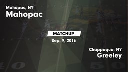 Matchup: Mahopac  vs. Greeley  2016