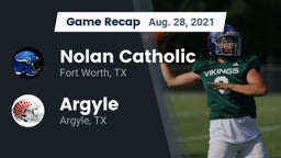Recap: Nolan Catholic  vs. Argyle  2021