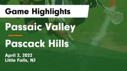 Passaic Valley  vs Pascack Hills  Game Highlights - April 2, 2022