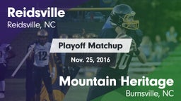 Matchup: Reidsville High vs. Mountain Heritage  2016