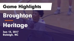 Broughton  vs Heritage Game Highlights - Jan 13, 2017