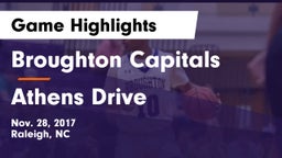 Broughton Capitals vs Athens Drive  Game Highlights - Nov. 28, 2017