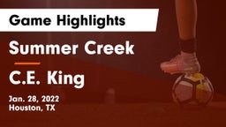 Summer Creek  vs C.E. King  Game Highlights - Jan. 28, 2022