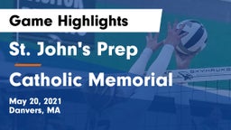 St. John's Prep vs Catholic Memorial  Game Highlights - May 20, 2021
