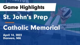 St. John's Prep vs Catholic Memorial  Game Highlights - April 14, 2022