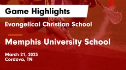 Evangelical Christian School vs Memphis University School Game Highlights - March 21, 2023