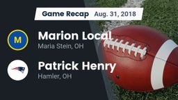 Recap: Marion Local  vs. Patrick Henry  2018