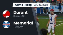 Recap: Durant  vs. Memorial  2022