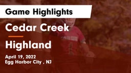 Cedar Creek  vs Highland Game Highlights - April 19, 2022