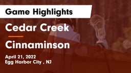 Cedar Creek  vs Cinnaminson  Game Highlights - April 21, 2022