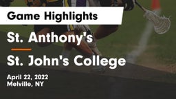 St. Anthony's  vs St. John's College  Game Highlights - April 22, 2022