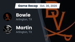 Recap: Bowie  vs. Martin  2020