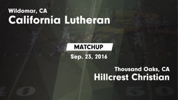 Matchup: California Lutheran vs. Hillcrest Christian   2016