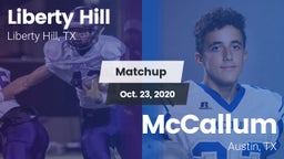 Matchup: Liberty Hill High vs. McCallum  2020