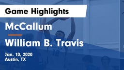 McCallum  vs William B. Travis  Game Highlights - Jan. 10, 2020