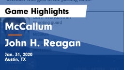 McCallum  vs John H. Reagan  Game Highlights - Jan. 31, 2020