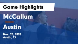 McCallum  vs Austin  Game Highlights - Nov. 20, 2020