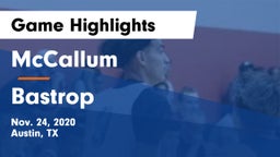 McCallum  vs Bastrop  Game Highlights - Nov. 24, 2020