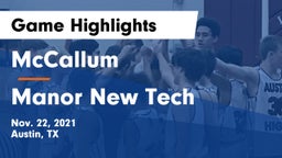 McCallum  vs Manor New Tech Game Highlights - Nov. 22, 2021