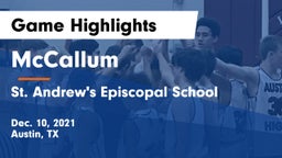 McCallum  vs St. Andrew's Episcopal School Game Highlights - Dec. 10, 2021