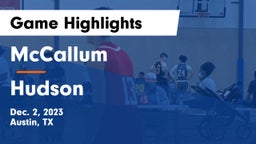 McCallum  vs Hudson  Game Highlights - Dec. 2, 2023