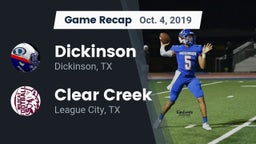 Recap: Dickinson  vs. Clear Creek  2019