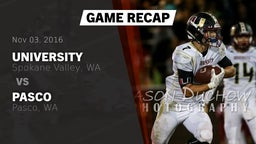 Recap: University  vs. Pasco  2016