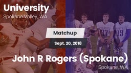 Matchup: University High vs. John R Rogers  (Spokane) 2018